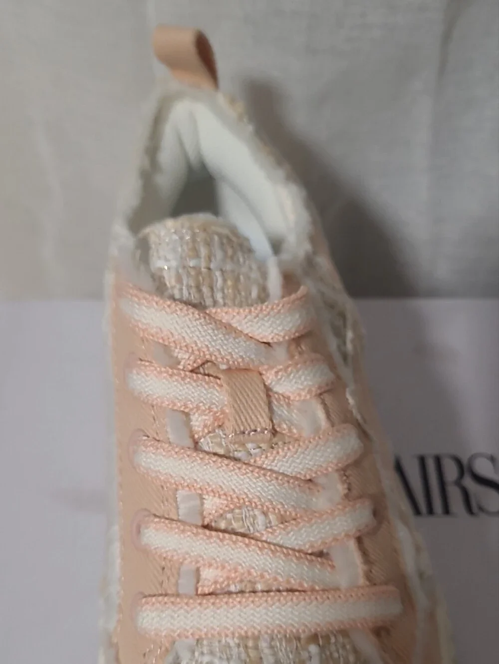 Dream Pairs Peach Lace-Up Platform Tweed Sneakers